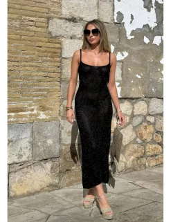 Vestido punto lúrex negro