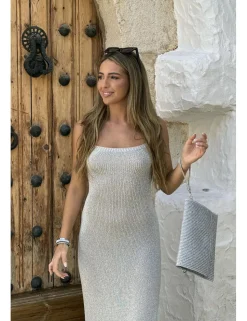 Vestido punto lúrex plata