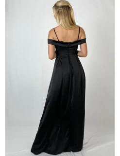 Vestido raso bardot negro