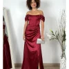 Vestido raso princesa burdeos