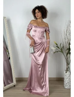 Vestido raso princesa rosa