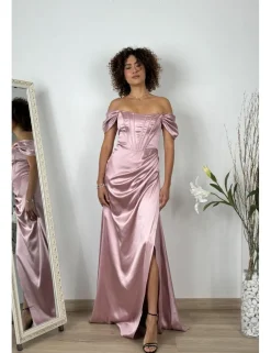 Vestido raso princesa rosa