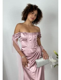 Vestido raso princesa rosa