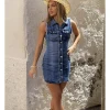 Vestido tejano corto azul denim