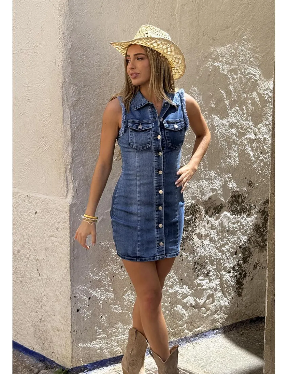 Vestido tejano corto azul denim