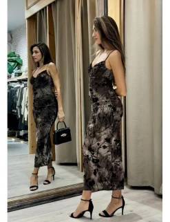 Vestido tie-dye gasa tostado
