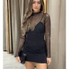 Vestido tul brillantes negro
