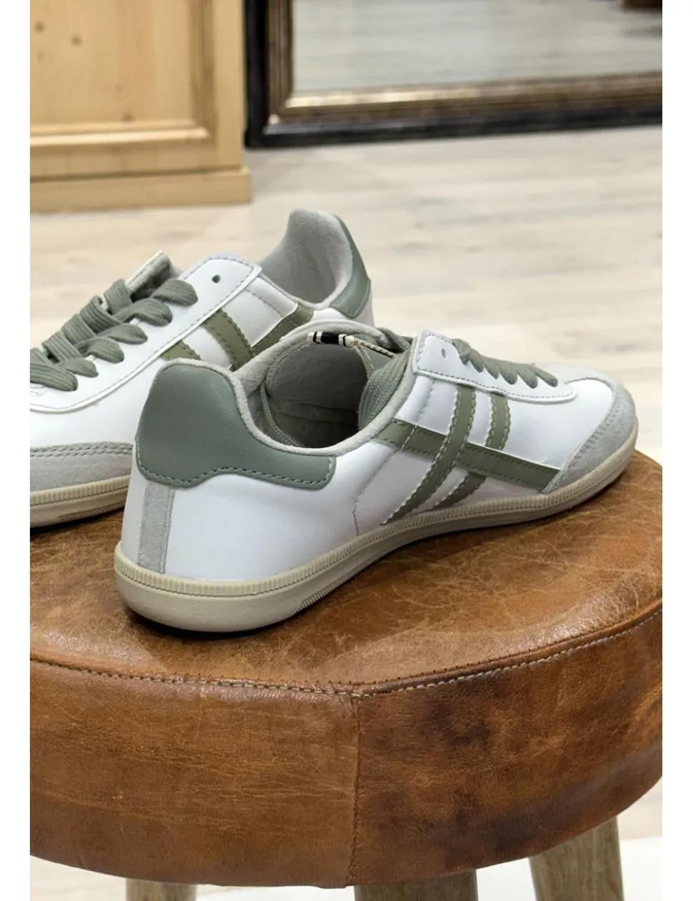 Zapatillas casual bicolor blanco-kaki